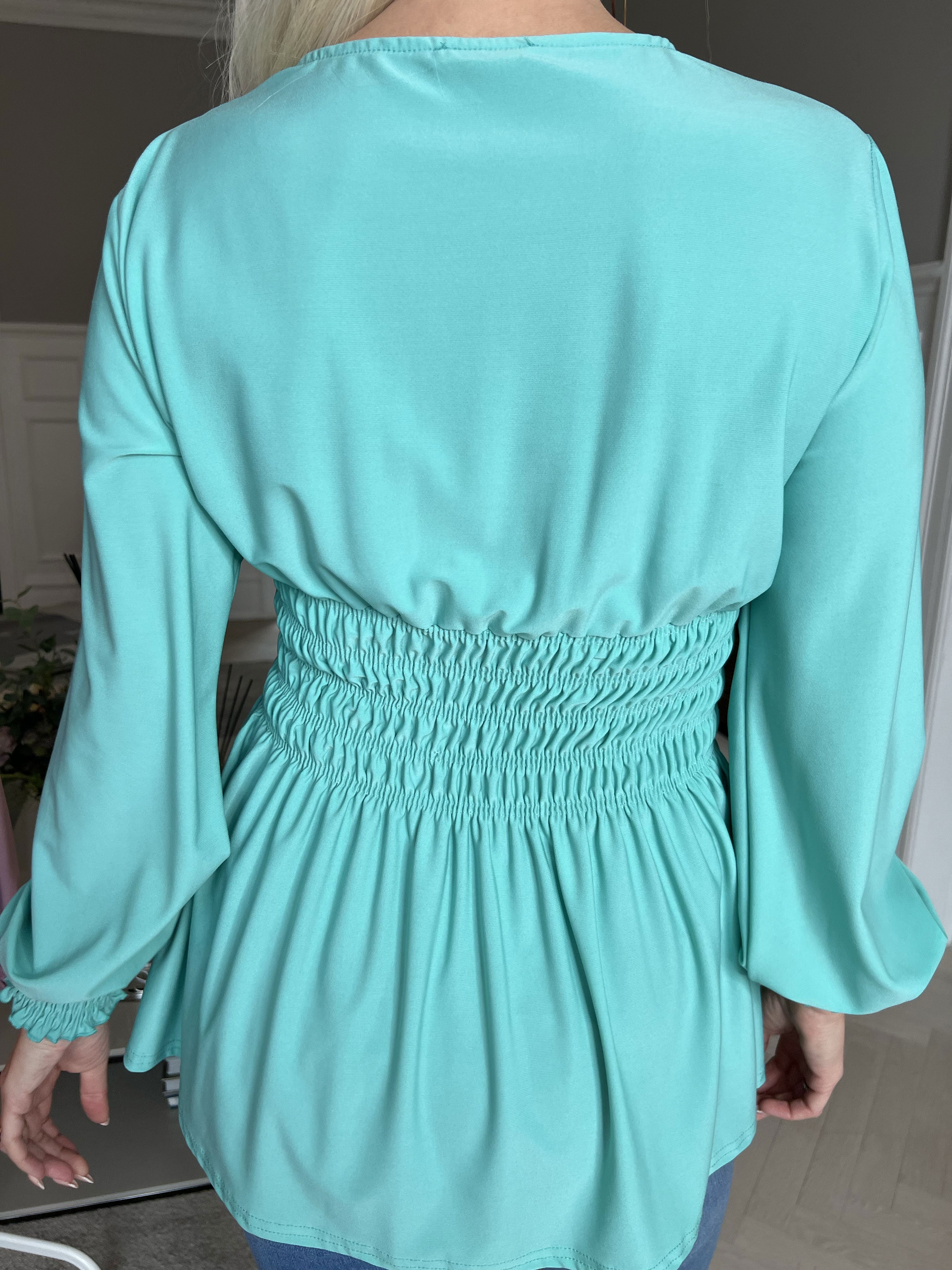 Pams Plain Shirt L/S - Blus i elastiskt tyg med långa ärmar